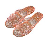 Scarpe da donna, stivaletti da donna, in plastica, materiale trasparente, gomma sopra il tallone, coreano, per interni, con modellatura di giorni, scarpe da donna, taglia 34, Colore: arancione., 42 EU