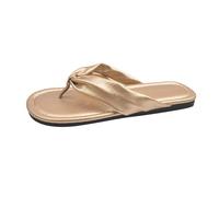 Scarpe da donna Stivaletti Nero Con Tacco Donna Stile Fata Casual Cane Clip Toe Scarpe Da Spiaggia Femminile Francese Esterno Indossare Fondo Piatto Una Parola Tirare Scarpe Da Corsa Donna, gold, 36