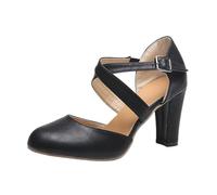 Scarpe da donna tacco medio salomé taglio Richelieu Stiletto Taglia Elegant Pumps comode e leggere per feste, feste, cocktail, party, club, notte matrimonio, Nero , 39 EU