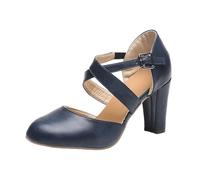 Scarpe da donna tacco medio salomé taglio Richelieu Stiletto Taglia Elegant Pumps comode e leggere per feste, feste, cocktail, party, club, notte matrimonio, Marina, 35 EU