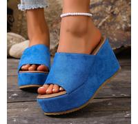Scarpe da donna ultima moda 2025, sandali con zeppa e punta tonda a righe colorate, con platform, adatti per uso domestico e all'aperto, eleganti e personalizzati per feste e appuntamenti, aumentano l
