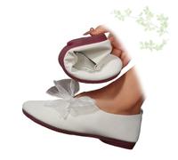Scarpe da donna vintage Mary Jane con Bow 2025 New Round Toe Soft Sole con dettagli Bow Comfortable Foldable Ballet Flats Shoes, bianco, 40 EU