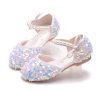 Scarpe da festa in maschera da principessa con tacchi alti e cristalli lucidi, for ragazze di lusso, carnevale(White,32 Length(20.5cm))