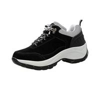 Scarpe da fitness da donna in rete a piedi alte Flats scarpe da ginnastica ortopediche antiscivolo scarpe da jogging leggero cinghie e fibbia scarpe da fitness leggere, Nero , 41 EU