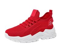 Scarpe da fitness da donna in rete altamente traspiranti, in tessuto antiscivolo, per camminare, per attività all'aria aperta, per il fitness, per la corsa su strada, Colore: rosso, 37 EU
