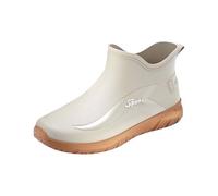 Scarpe da giardino impermeabili alla moda da uomo Sportive Low Cut Rain Booties Beige Slip On Outdoor Sneakers Suola a contrasto per la passeggiata
