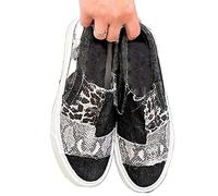 Scarpe da ginnastica alla moda con plateau for donna Design leopardato Scarpe basse casual in tela Scarpe alla moda con fondo grosso Slip on Flats Guida Scarpe da passeggio for donna ( Color : C , Siz