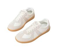 Scarpe da ginnastica alla moda per donne e ragazze, con piattaforma piatta, casual, morbide, per tutti i giorni e per lo sport, bianco sporco, 37.5 EU