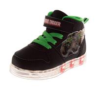 Scarpe da ginnastica alte per ragazzi con luci a LED, per bambini, Paw Patrol, Spiderman, Monster Jam, Sonic (taglia: 6-10 bambini piccoli / 11-12 bambini), Monster Jam - Nero Verde, 28 EU