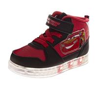 Scarpe da ginnastica alte per ragazzi con luci a LED, per bambini, Paw Patrol, Spiderman, Monster Jam, Sonic (taglia: 6-10 bambini piccoli / 11-12 bambini), Cars - Rosso Nero, 30 EU