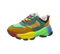 Scarpe da Ginnastica Arcobaleno for Donna, Scarpe Sportive da Esterno Colorate e Leggere Sneakers da Corsa con Suola Spessa alla Moda di Strada (Color : Green, Size : 41 EU)
