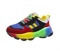 Scarpe da Ginnastica Arcobaleno for Donna, Scarpe Sportive da Esterno Colorate e Leggere Sneakers da Corsa con Suola Spessa alla Moda di Strada (Color : Blue, Size : 43 EU)