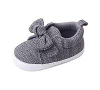 Scarpe da Ginnastica Bambini Primi Passi con Fiocco Principessa Traspiranti E Suola Morbida (Grey, 22 Toddler)