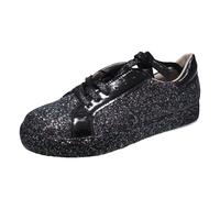 Scarpe da Ginnastica Basse con Plateau E Lacci Scintillanti Scarpe Casual alla per Camminare Comode E Leggere Adatte A Tutti I Giorni (Black 43)