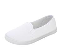 Scarpe da ginnastica basse da donna, in tela, casual, comode, leggere, per passeggiate quotidiane, vacanze, estate, bianco, 38 EU