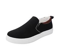 Scarpe da ginnastica basse da uomo, in tela, leggere, con fondo spesso, Nero , 42.5 EU