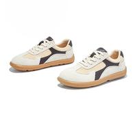 Scarpe da Ginnastica Bianche retrò da Donna alla Moda - Sneakers Oxford Traspiranti Casual con Lacci, Adatte a Tutte Le Stagioni, Primavera-Autunno, con Tendenza Abbinata ai Colori,Beige-38