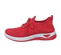 Scarpe da ginnastica casual da donna, per jogging, fitness, leggere, traspiranti, per camminare, palestra, sport, casual, scarpe da tennis, Rosso, 37 EU