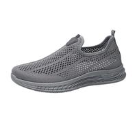 Scarpe da ginnastica casual da uomo, in rete, traspiranti, leggere, comode, ortopediche, per diabetici, con memory foam, vestibilità larga, antiscivolo, piatte, per escursionismo e guida, Grigio, 42 1