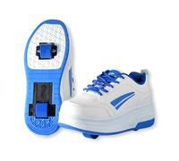 Scarpe da Ginnastica con Due Ruote. Ruota Posteriore Automatica. Bianco/Blu. Taglia 35