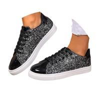 Scarpe da ginnastica con glitter da donna, classiche, comode, sportive, per il tempo libero, per i piedi, larghi, casual, mocassini, scarpe da barca, Nero , 37 EU