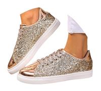 Scarpe da ginnastica con glitter da donna, classiche, comode, sportive, per il tempo libero, per i piedi, larghi, casual, mocassini, scarpe da barca, gold, 37 EU