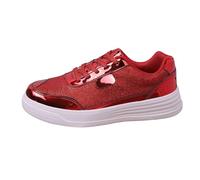 Scarpe da Ginnastica con Plateau in Pelle Moda Donna per Coppie Comode Antiscivolo Casual (Red, 40)