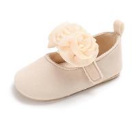 Scarpe da Ginnastica con Suola Morbida e Floreale per Bambine, per Primi Passi (Beige, 3-6 Months)