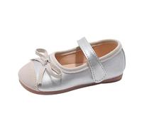 Scarpe da ginnastica da bambina, 31 singole, con Bowknot First Shoes Buckle Strap Toddler Soft Bottom Breathable Princess Shoes Sneaker da ragazza (argento, 26 Little Child)