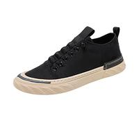 Scarpe da ginnastica da corsa da uomo con lacci, leggere, elasticizzate, retrò, casual, alla moda, traspiranti, piatte, scarpe da guida, classiche, atletiche, fitness, scarpe sportive 1, Nero , 38 2/3