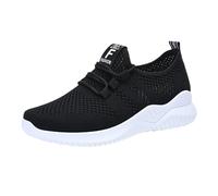 Scarpe da ginnastica da donna a rete con cuscino d'aria traspirante anti odore scarpe larghe da corsa antiscivolo flessibili scarpe estive leggere casual da spiaggia, Nero , 38.5 EU