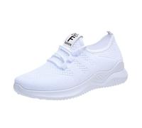Scarpe da ginnastica da donna a rete con cuscino d'aria traspirante anti odore scarpe larghe da corsa antiscivolo flessibili scarpe estive leggere casual da spiaggia, bianco, 37.5 EU