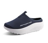 Scarpe da ginnastica da donna, alla moda, traspiranti, con supporto plantare antiscivolo, suola a dondolo, scarpe da ginnastica ortopediche in rete, Blu, 37 EU