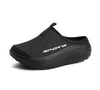 Scarpe da ginnastica da donna, alla moda, traspiranti, con supporto plantare antiscivolo, suola a dondolo, scarpe da ginnastica ortopediche in rete, Nero , 35.5 EU