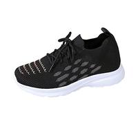 Scarpe da ginnastica da donna, comode, leggere, traspiranti, sportive, casual, da donna, alla moda, comode, slip on Shoes Gym Jogging Tennis Outdoor, Nero , 38 EU