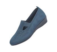 Scarpe da ginnastica da donna, comode, senza lacci, in rete, traspiranti, con zeppa, leggere, da jogging, da fitness, per il tempo libero, per attività all'aperto e tutti i giorni, Blu, 40 EU