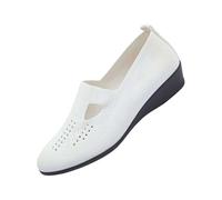 Scarpe da ginnastica da donna, comode, senza lacci, in rete, traspiranti, con zeppa, leggere, da jogging, da fitness, per il tempo libero, per attività all'aperto e tutti i giorni, bianco, 36 EU