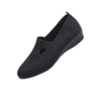 Scarpe da ginnastica da donna, comode, senza lacci, in rete, traspiranti, con zeppa, leggere, da jogging, da fitness, per il tempo libero, per attività all'aperto e tutti i giorni, Nero , 38 EU