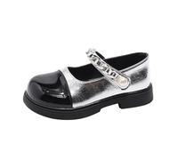 Scarpe da ginnastica da donna con bowknot First Shoes Buckle Strap Toddler Soft Bottom Breathable Princess Shoes Super Fit Sneaker da ragazza, argento, 28 EU