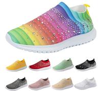 Scarpe da ginnastica da donna, con brillantini, slip on in rete, traspiranti, senza lacci, per il tempo libero, per l'allenamento, Colore: rosa., 40 EU
