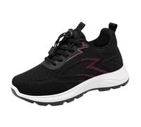 Scarpe da ginnastica da donna, con lacci, basse, in rete, leggere, traspiranti, da corsa, antiscivolo, comode, casual, da camminata, ortopediche, con supporto per arco plantare, scarpe da tennis, Nero