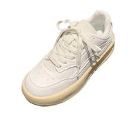 Scarpe da ginnastica da donna con lacci, eleganti, con plateau, in pelle, sportive, camminate, atletiche, da corsa, comode, antiscivolo, di sicurezza, scarpe da lavoro con zeppa piatta, ortopediche