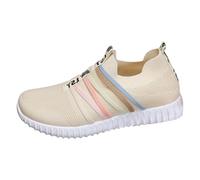 Scarpe da ginnastica da donna, con lacci, scarpe da ginnastica comode, leggere, per sport all'aria aperta, con suola morbida, per camminare, per la palestra, per la strada, beige., 38.5 EU