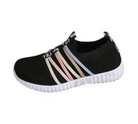 Scarpe da ginnastica da donna, con lacci, scarpe da ginnastica comode, leggere, per sport all'aria aperta, con suola morbida, per camminare, per la palestra, per la strada, Nero , 38.5 EU