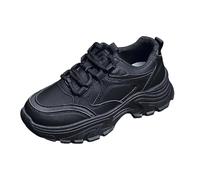 Scarpe da ginnastica da donna, con plateau, casual, con lacci, per camminare, per tutti i giorni, alla moda, sport e street, Nero , 37.5 EU
