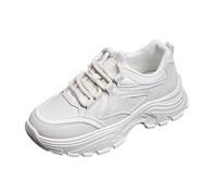 Scarpe da ginnastica da donna, con plateau, casual, con lacci, per camminare, per tutti i giorni, alla moda, sport e street, Beige, 38.5 EU