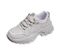 Scarpe da ginnastica da donna, con plateau, casual, con lacci, per camminare, per tutti i giorni, alla moda, sport e street, Grigio, 38 EU