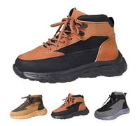 Scarpe da ginnastica da donna con plateau e lacci, con supporto per arco plantare, antiscivolo, invernali, leggere, comode, da trekking, Nero , 36.5 EU