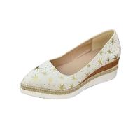 Scarpe da ginnastica da donna con plateau, espadrillas con zeppa, tinta unita, chiuse a punta, comode, jazz, bianco, 39.5 EU