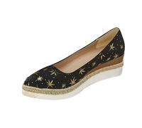 Scarpe da ginnastica da donna con plateau, espadrillas con zeppa, tinta unita, chiuse a punta, comode, jazz, Nero , 38.5 EU